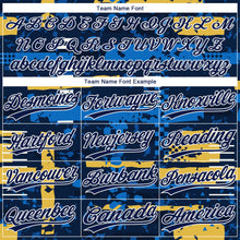 Load image into Gallery viewer, Custom Navy Navy-Gold 3D Pattern Design Authentic Baseball Jersey