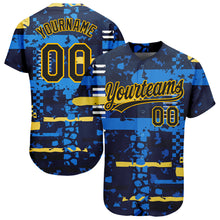Load image into Gallery viewer, Custom Navy Navy-Gold 3D Pattern Design Authentic Baseball Jersey