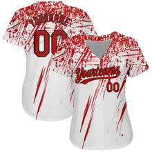 Load image into Gallery viewer, Custom White Red-Black 3D Pattern Design Authentic Baseball Jersey