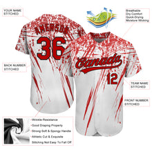 Load image into Gallery viewer, Custom White Red-Black 3D Pattern Design Authentic Baseball Jersey