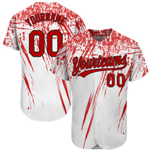 Load image into Gallery viewer, Custom White Red-Black 3D Pattern Design Authentic Baseball Jersey