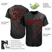 Load image into Gallery viewer, Custom Black Black-Red 3D Pattern Design Authentic Baseball Jersey