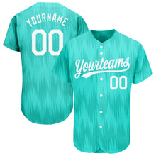 Load image into Gallery viewer, Custom Teal White 3D Pattern Design Authentic Baseball Jersey