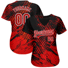 Load image into Gallery viewer, Custom Black Red-White 3D Pattern Design Authentic Baseball Jersey