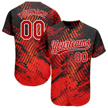 Load image into Gallery viewer, Custom Black Red-White 3D Pattern Design Authentic Baseball Jersey