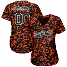 Load image into Gallery viewer, Custom Orange Black-White 3D Pattern Design Authentic Baseball Jersey