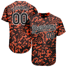 Load image into Gallery viewer, Custom Orange Black-White 3D Pattern Design Authentic Baseball Jersey