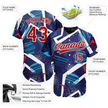 Load image into Gallery viewer, Custom Navy Red-White 3D Pattern Design Authentic Baseball Jersey