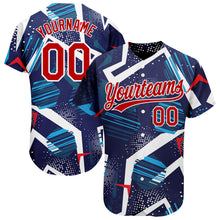 Load image into Gallery viewer, Custom Navy Red-White 3D Pattern Design Authentic Baseball Jersey