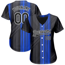 Load image into Gallery viewer, Custom Royal Black-White 3D Pattern Design Authentic Baseball Jersey