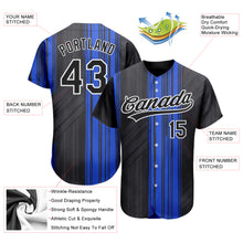 Load image into Gallery viewer, Custom Royal Black-White 3D Pattern Design Authentic Baseball Jersey