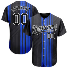 Load image into Gallery viewer, Custom Royal Black-White 3D Pattern Design Authentic Baseball Jersey