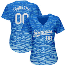 Load image into Gallery viewer, Custom Royal White 3D Pattern Design Authentic Baseball Jersey