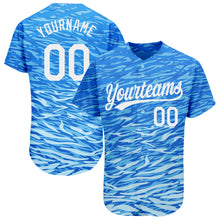 Load image into Gallery viewer, Custom Royal White 3D Pattern Design Authentic Baseball Jersey