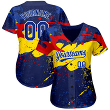 Load image into Gallery viewer, Custom Figure Royal-Gold 3D Pattern Design Authentic Baseball Jersey