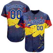 Load image into Gallery viewer, Custom Figure Royal-Gold 3D Pattern Design Authentic Baseball Jersey