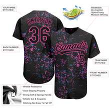 Load image into Gallery viewer, Custom Black Black-Pink 3D Pattern Design Authentic Baseball Jersey
