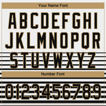 Load image into Gallery viewer, Custom White Black-Old Gold 3D Pattern Design Authentic Baseball Jersey