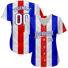 Load image into Gallery viewer, Custom White White Royal-Red 3D Pattern Design Authentic Baseball Jersey