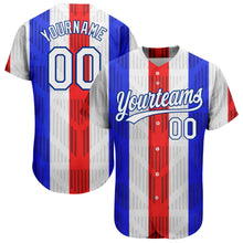 Load image into Gallery viewer, Custom White White Royal-Red 3D Pattern Design Authentic Baseball Jersey