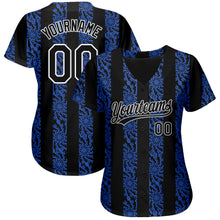 Load image into Gallery viewer, Custom Royal Black-White 3D Pattern Design Authentic Baseball Jersey