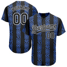 Load image into Gallery viewer, Custom Royal Black-White 3D Pattern Design Authentic Baseball Jersey