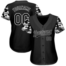 Load image into Gallery viewer, Custom Black Black-Camo 3D Pattern Design Authentic Baseball Jersey