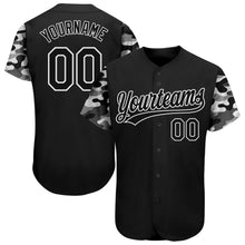 Load image into Gallery viewer, Custom Black Black-Camo 3D Pattern Design Authentic Baseball Jersey