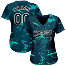 Load image into Gallery viewer, Custom Green Green-Aqua 3D Pattern Design Authentic Baseball Jersey