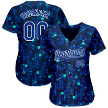 Load image into Gallery viewer, Custom Navy Royal-Aqua 3D Pattern Design Authentic Baseball Jersey