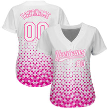 Load image into Gallery viewer, Custom White White-Pink 3D Pattern Design Authentic Baseball Jersey