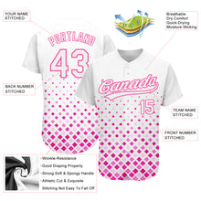Load image into Gallery viewer, Custom White White-Pink 3D Pattern Design Authentic Baseball Jersey