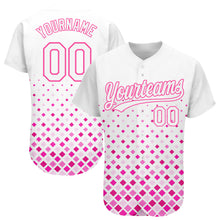 Load image into Gallery viewer, Custom White White-Pink 3D Pattern Design Authentic Baseball Jersey