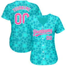 Load image into Gallery viewer, Custom Aqua Pink-White 3D Pattern Design Authentic Baseball Jersey