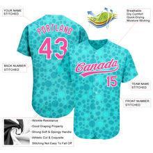 Load image into Gallery viewer, Custom Aqua Pink-White 3D Pattern Design Authentic Baseball Jersey