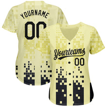 Load image into Gallery viewer, Custom Cream Black 3D Pattern Design Authentic Baseball Jersey
