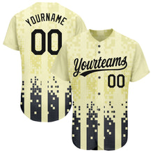 Load image into Gallery viewer, Custom Cream Black 3D Pattern Design Authentic Baseball Jersey