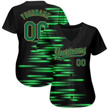 Load image into Gallery viewer, Custom Black Kelly Green-Old Gold 3D Pattern Design Authentic Baseball Jersey