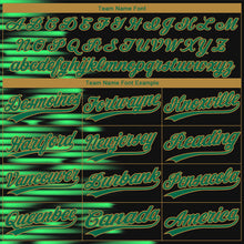 Load image into Gallery viewer, Custom Black Kelly Green-Old Gold 3D Pattern Design Authentic Baseball Jersey