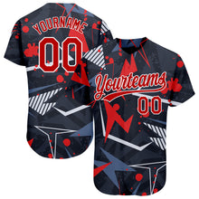 Load image into Gallery viewer, Custom Black Red-White 3D Pattern Design Authentic Baseball Jersey