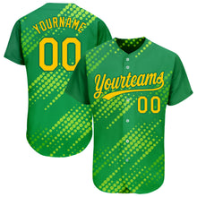 Load image into Gallery viewer, Custom Neon Green Gold-Kelly Green 3D Pattern Design Authentic Baseball Jersey