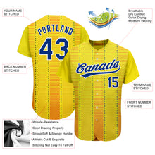 Load image into Gallery viewer, Custom Gold Royal-Orange 3D Pattern Design Authentic Baseball Jersey