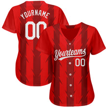 Load image into Gallery viewer, Custom Red White 3D Pattern Design Authentic Baseball Jersey
