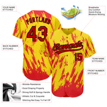 Load image into Gallery viewer, Custom Gold Red-Black 3D Pattern Design Authentic Baseball Jersey