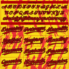 Load image into Gallery viewer, Custom Gold Red-Black 3D Pattern Design Authentic Baseball Jersey