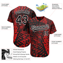 Load image into Gallery viewer, Custom Red Black-White 3D Pattern Design Authentic Baseball Jersey