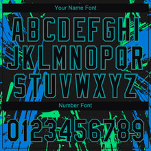 Load image into Gallery viewer, Custom Black Black Teal-Light Blue 3D Pattern Design Authentic Baseball Jersey