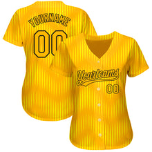 Load image into Gallery viewer, Custom Gold Gold-Black 3D Pattern Design Authentic Baseball Jersey