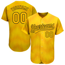 Load image into Gallery viewer, Custom Gold Gold-Black 3D Pattern Design Authentic Baseball Jersey