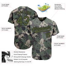 Load image into Gallery viewer, Custom Camo Olive-Black 3D Pattern Design Authentic Salute To Service Baseball Jersey